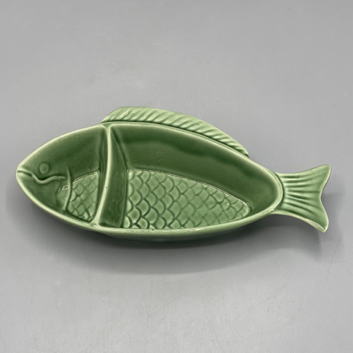 Green Fish Shaped Dish w/2 Sections