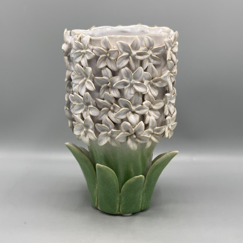 Hyacinth Vase w/3D Flowers & Leaves