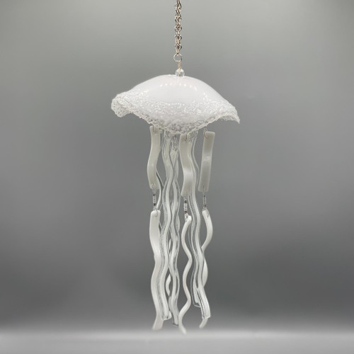 White Jellyfish Glass Wind Chime