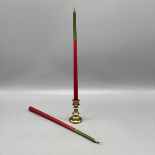 Individual Thin Green & Red Taper Candle