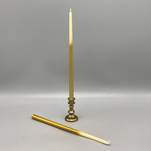 Individual Thin Cream & Gold Taper Candle