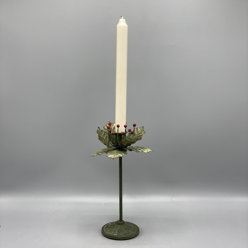 Painted Holly Leaf Taper Holder
