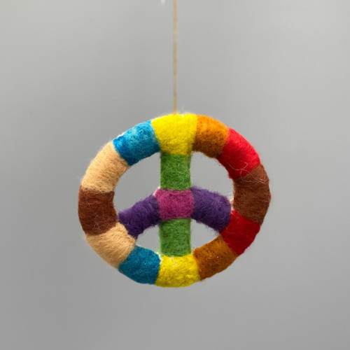 Handmade Wool Peace Sign Ornament