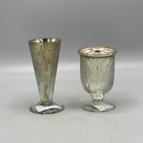 Small Silver Glass Footed Vase