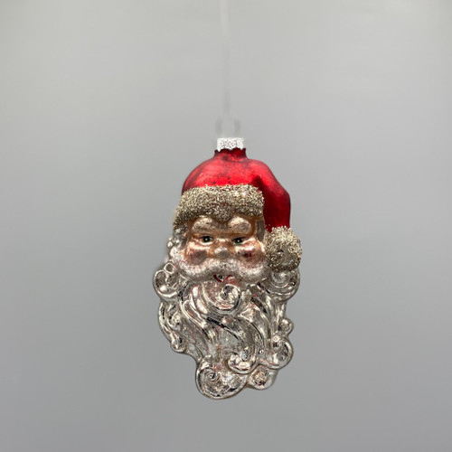 Mercury Glass Santa Head Ornament