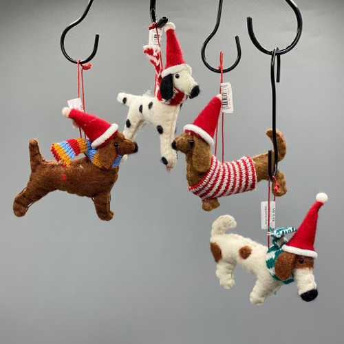 Wool Dog in Hat Ornament