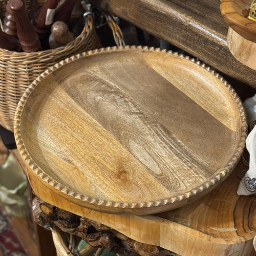 Mango Wood Lazy Susan w/Scalloped Edge