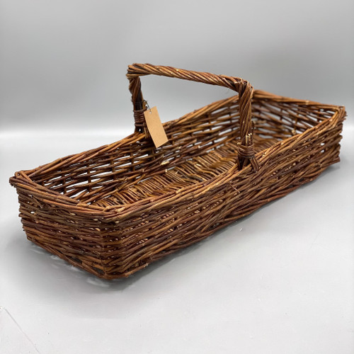 Hand-Woven Reed Basket w/Handle