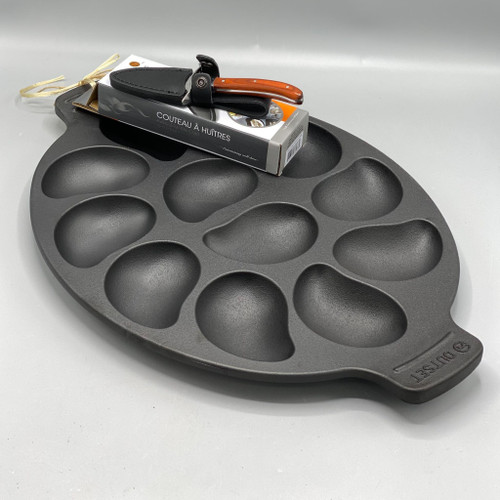 Cast Iron Oyster Pan & Knife Set