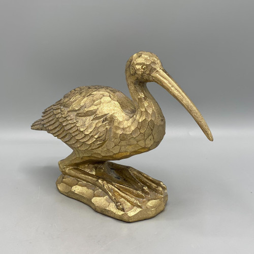 Kneeling Gold Crane Figurine