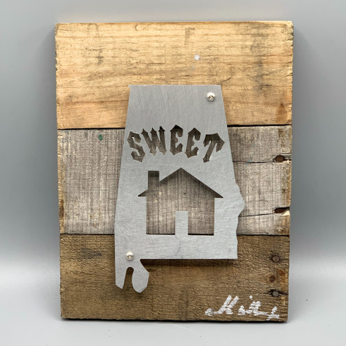Metal & Reclaimed Wood Art by John Wilcoxon - Medium Sweet Home Alabama