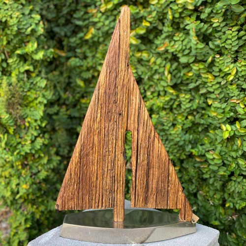 Carved Wooden Sailboat Statuary