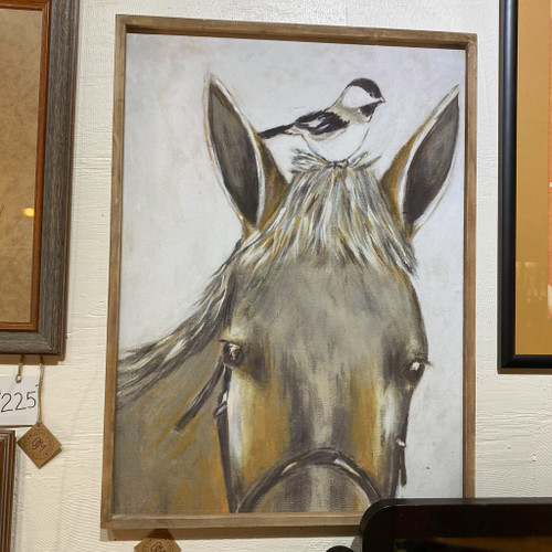 Wood Framed Horse & Bird Canvas