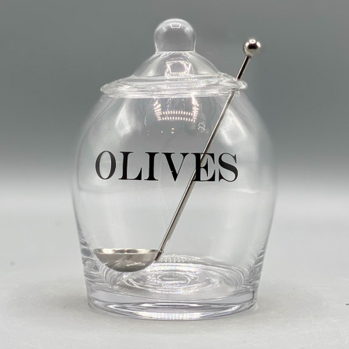 Glass "Olives" Jar with Stainless Steel Slotted Spoon