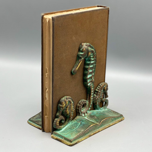 Vintage Bronze Sea Horse Bookends, Virginia Metal Crafters