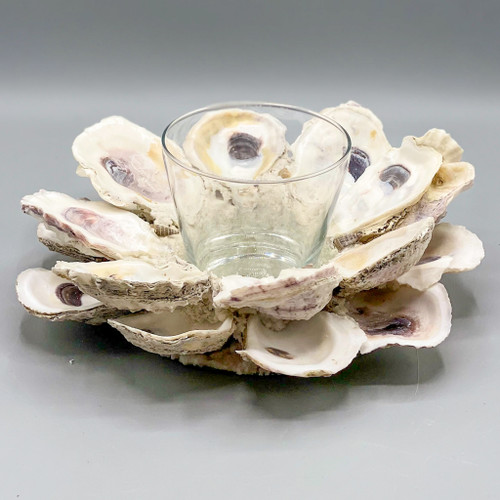 Round Shells Centerpiece w/Glass Votive
