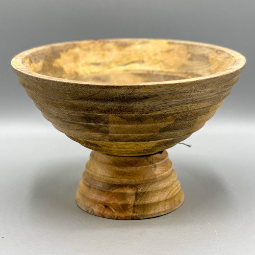 Mango Wood Ridged Footed Bowl