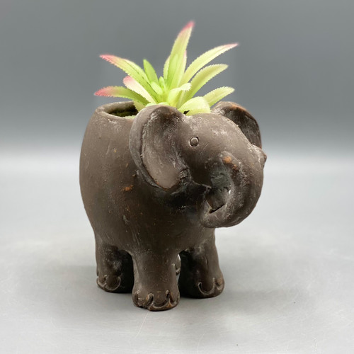 Short Clay Elephant Planter