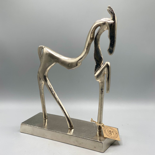 Aluminum Horse Sculpture, Nickel Finish