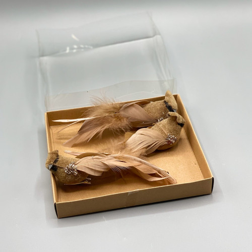 Faux Bird Feather Clip-On Ornaments, Box of 3