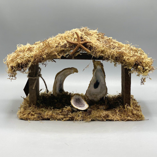 Nativity & Manger Set w/3 Gold Trim Shells