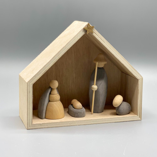 Wood & Cement Nativity, Set of 5