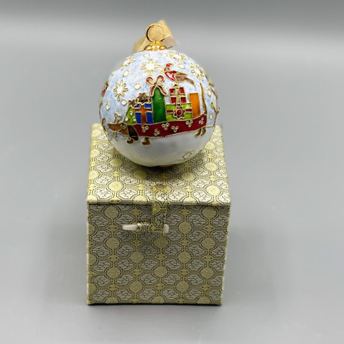 Dachshund w/Gifts Cloisonne Ornament