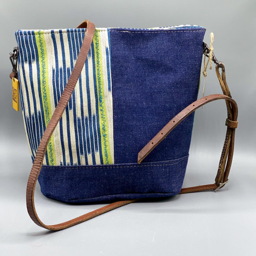 Large Denim & Indigo Tote w/Leather Straps