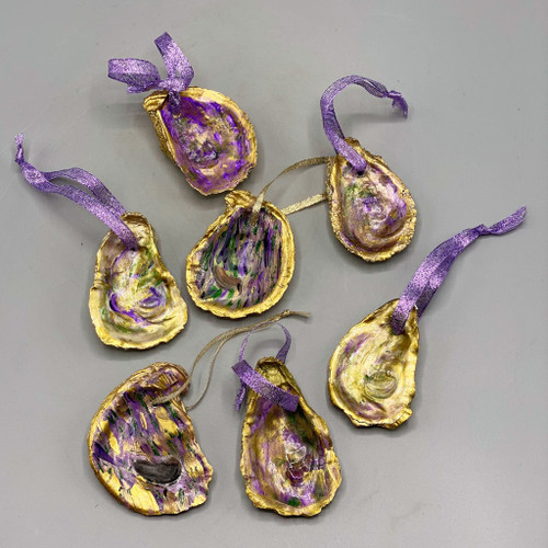 Hand Painted Mardi Gras Oyster Shell