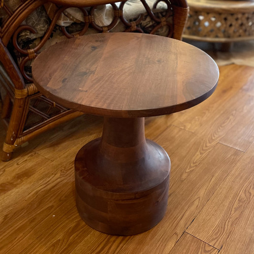 Mango Wood Side Table, Walnut Finish