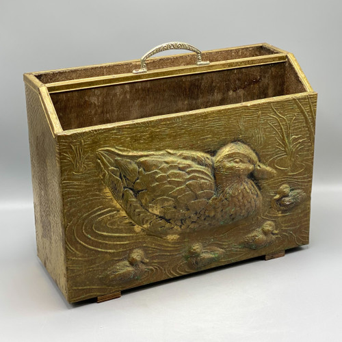 Vintage Brass Magazine Box w/Ducks