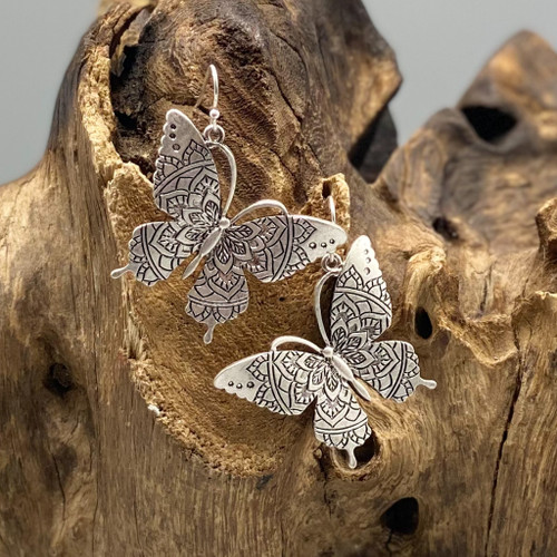 Silver Bali Design Butterfly Earrings