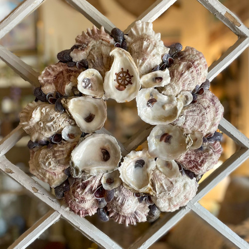 Handmade Wooden Oyster Shell Wreath