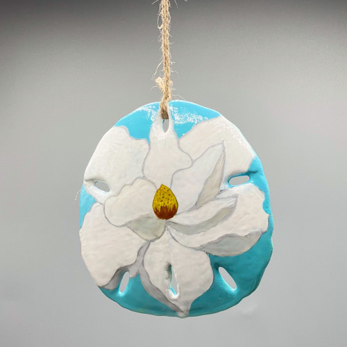 Hand Painted Magnolia Sand Dollar Ornament
