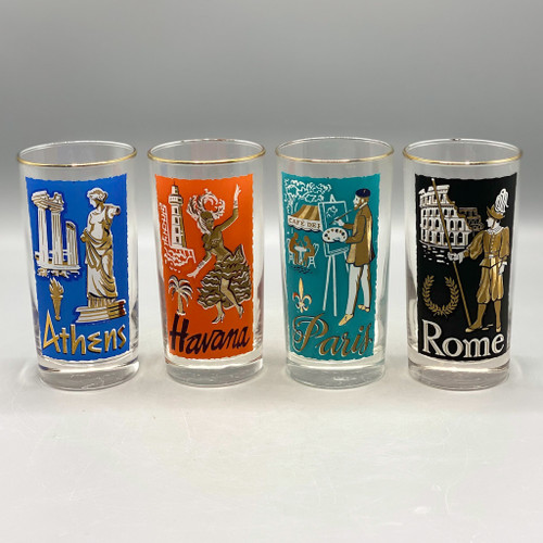 Vintage City Glasses (Paris, Athens, Havana, Rome)