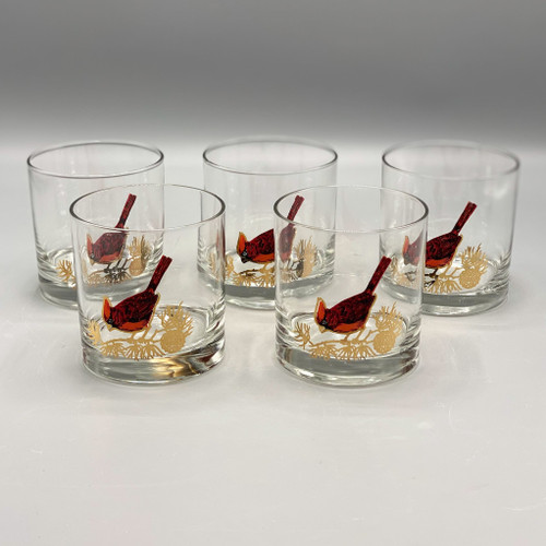 Set of 5 Couroc Lowball Cardinal Glasses