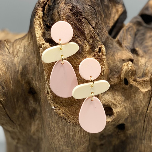 Light Pink & Ivory Clay Earrings