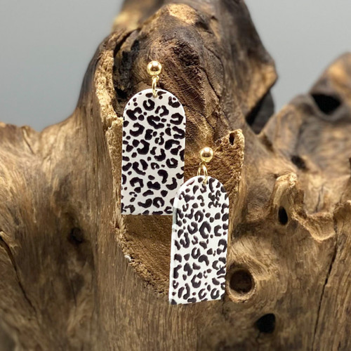 Black & White Leopard Acrylic Earrings