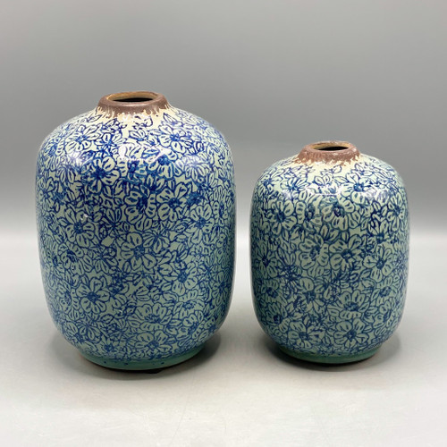 Floral Pattern Terracotta Vase