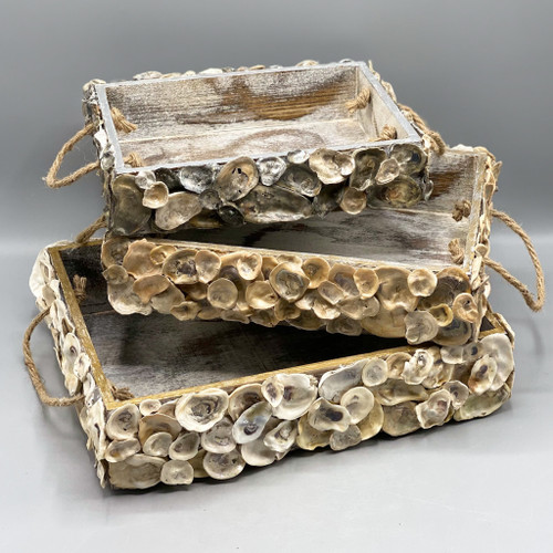 Handmade Oyster Shell Tray w/Handles