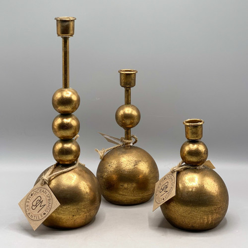 Antique Brass Round Taper Holders