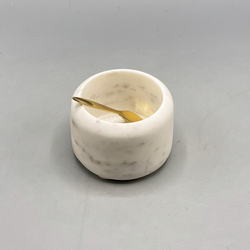 Marble Pinch Pot w/Brass Spoon
