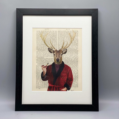 Deer in Smoking Jacket Framed Book Print