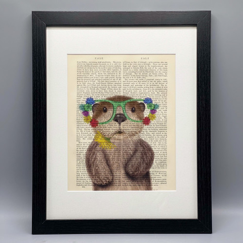 Otter w/Flower Glasses Framed Book Print