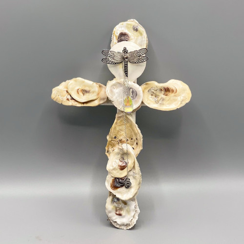 Dragonfly Charm & Shells Handmade Cross