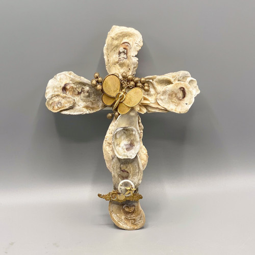 Butterfly Pin & Shells Handmade Cross