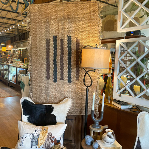 Hand Woven Jute & Leather Wall Hanging w/Fringe