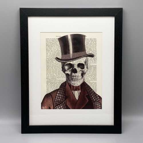 Skeleton Gentleman w/Top Hat Framed Book Print