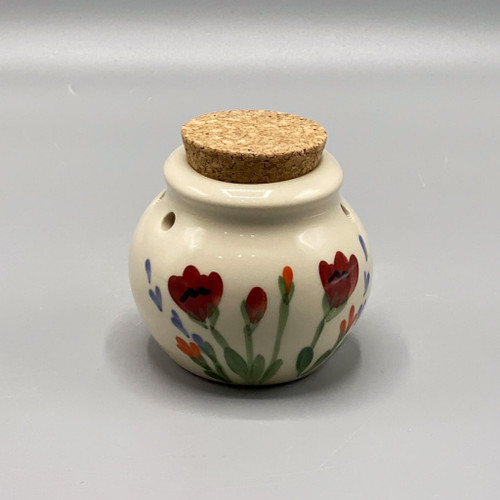 Hand Painted Red Poppy Garlic Keeper