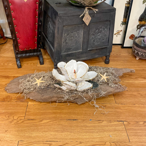 Large Painted Magnolia w/Starfish on Found Driftwood
